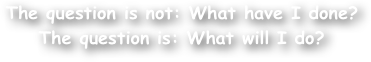 The question is not: What have I done? The question is: What will I do?